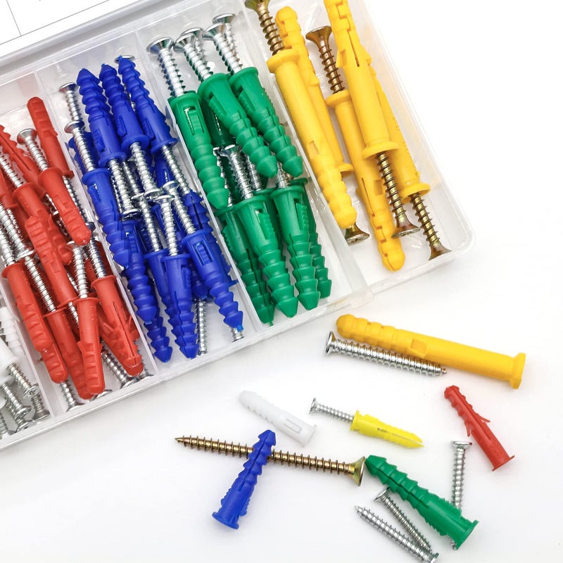Tkiaea Drywall Anchors and Screws Kit 220Pcs, 110 Plastic Anchors, 110 Wall Screws, Includes 6 Different Size Wall Anchors and Screws for Drywall - Image 3